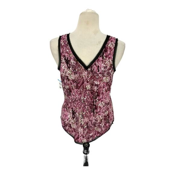 Halogen Raw Edge V Neck Tank Top Pink Pebbles Size Small NWOT $49 MSRP - Picture 8 of 8